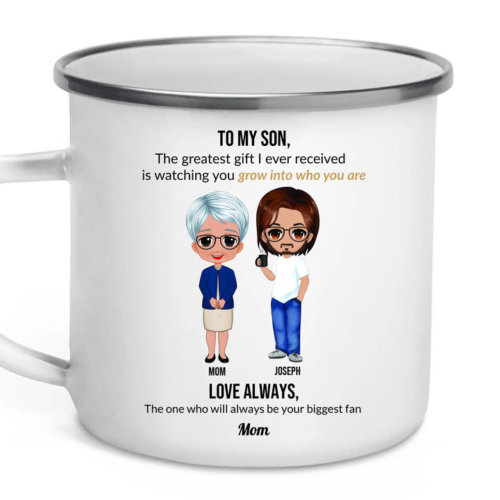 Custom Mom and Son Mug with Personalized Portraits, Names, and Message – Heartfelt Gift for Mother or Son -ARTFULANE