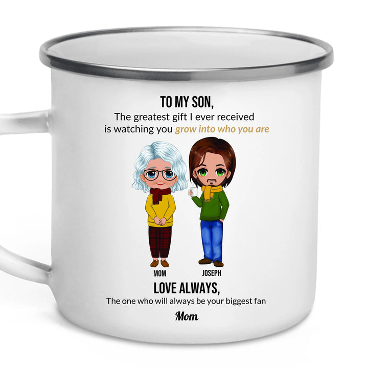 Custom Mom and Son Mug with Personalized Portraits, Names, and Message – Heartfelt Gift for Mother or Son -ARTFULANE