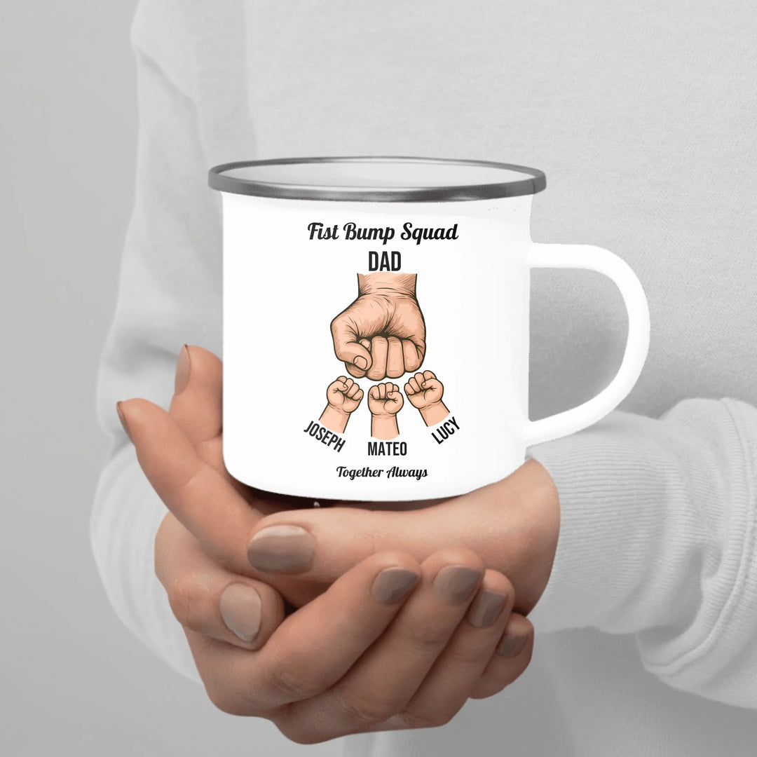 Personalized fist bump mug with parent or grandparent name and custom child names – custom gift for dad, mom, papa, or nana -ARTFULANE