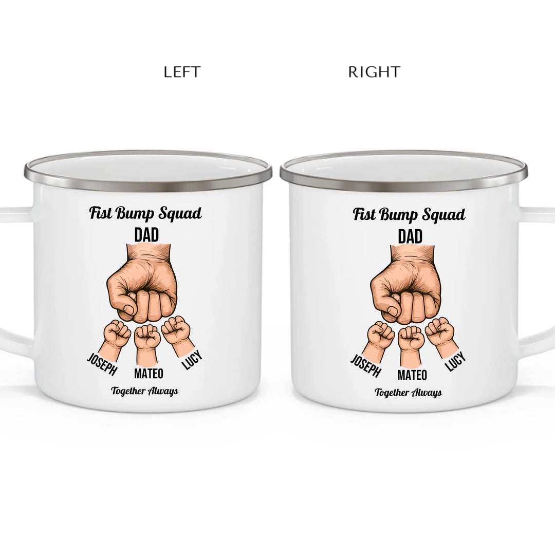 Personalized fist bump mug with parent or grandparent name and custom child names – custom gift for dad, mom, papa, or nana -ARTFULANE