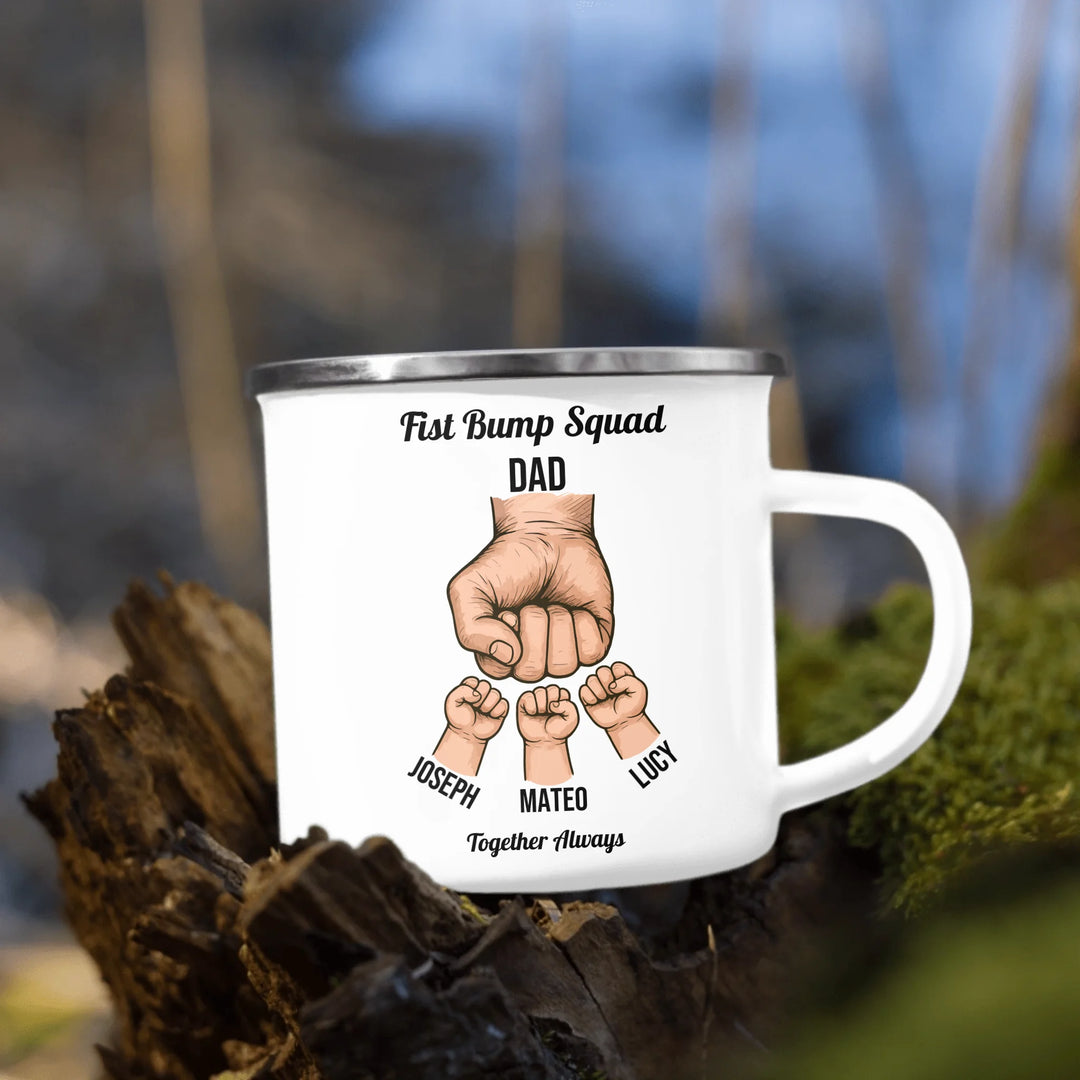 Personalized fist bump mug with parent or grandparent name and custom child names – custom gift for dad, mom, papa, or nana -ARTFULANE