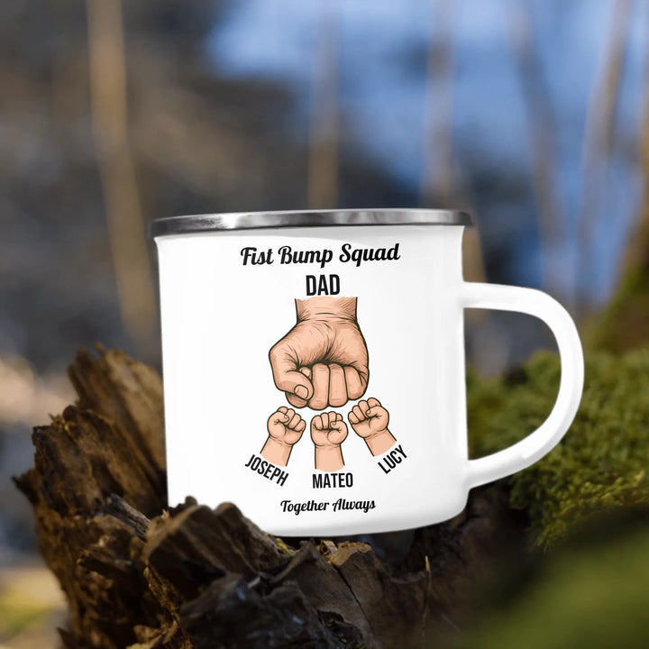 Personalized fist bump mug with parent or grandparent name and custom child names – custom gift for dad, mom, papa, or nana -ARTFULANE