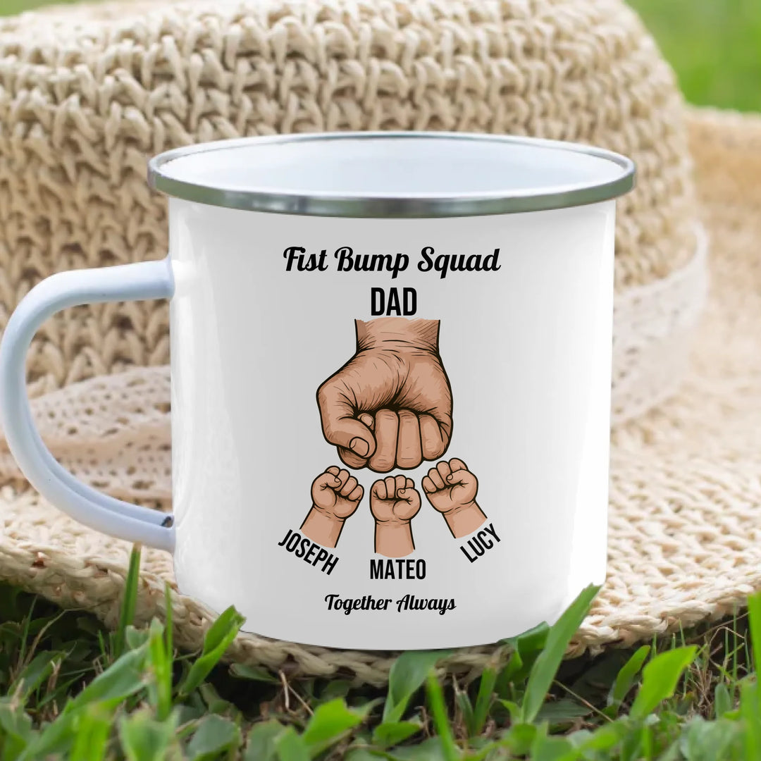 Personalized fist bump mug with parent or grandparent name and custom child names – custom gift for dad, mom, papa, or nana -ARTFULANE