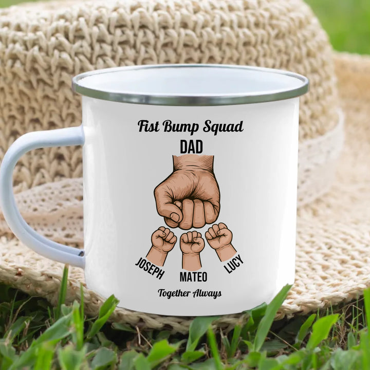 Personalized fist bump mug with parent or grandparent name and custom child names – custom gift for dad, mom, papa, or nana -ARTFULANE