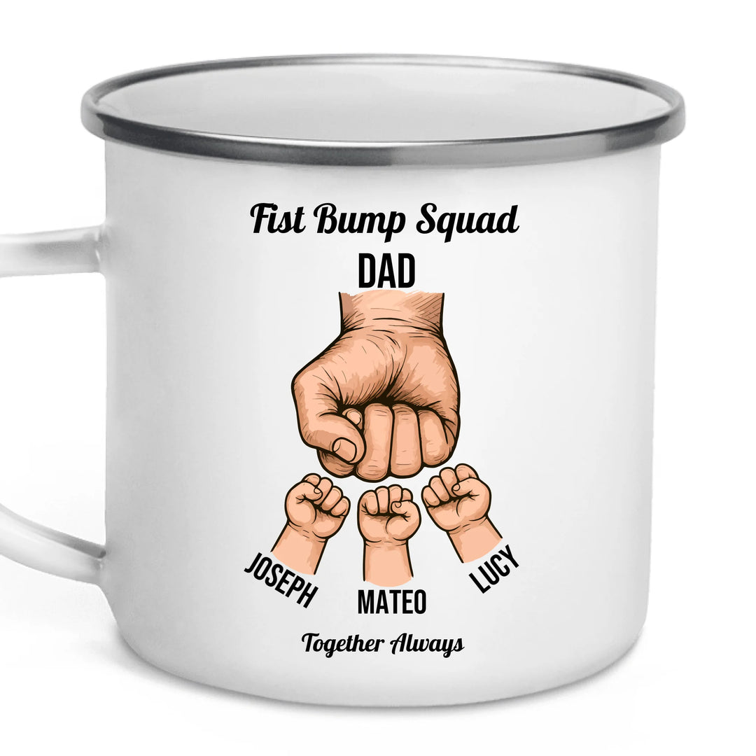 Personalized fist bump mug with parent or grandparent name and custom child names – custom gift for dad, mom, papa, or nana -ARTFULANE