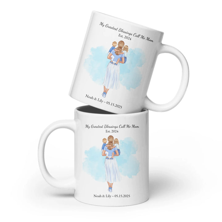 Custom mother and baby portrait mug with personalized name and date -ceramic mug both sides-ARTFULANE