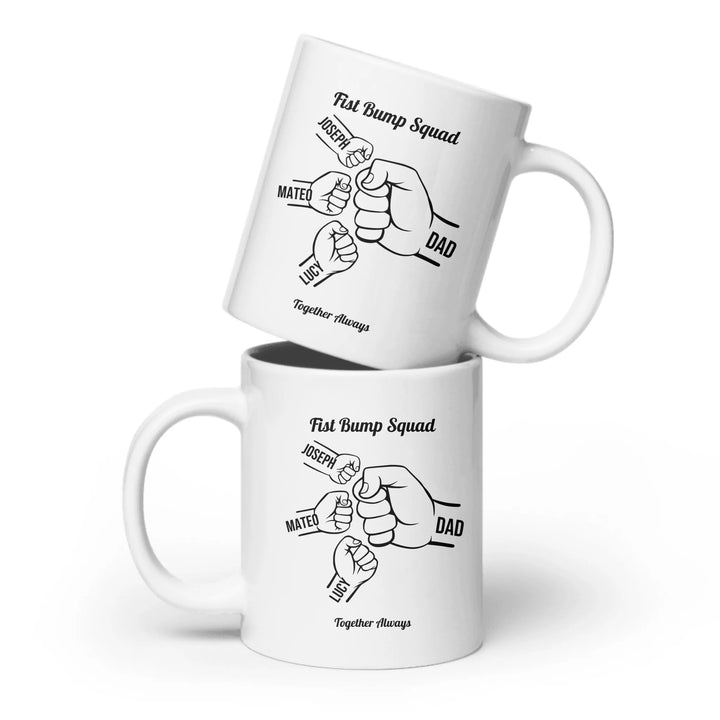 Personalized fist bump mug with parent or grandparent name and custom child names – custom gift for dad, mom, papa, or nana -ARTFULANE