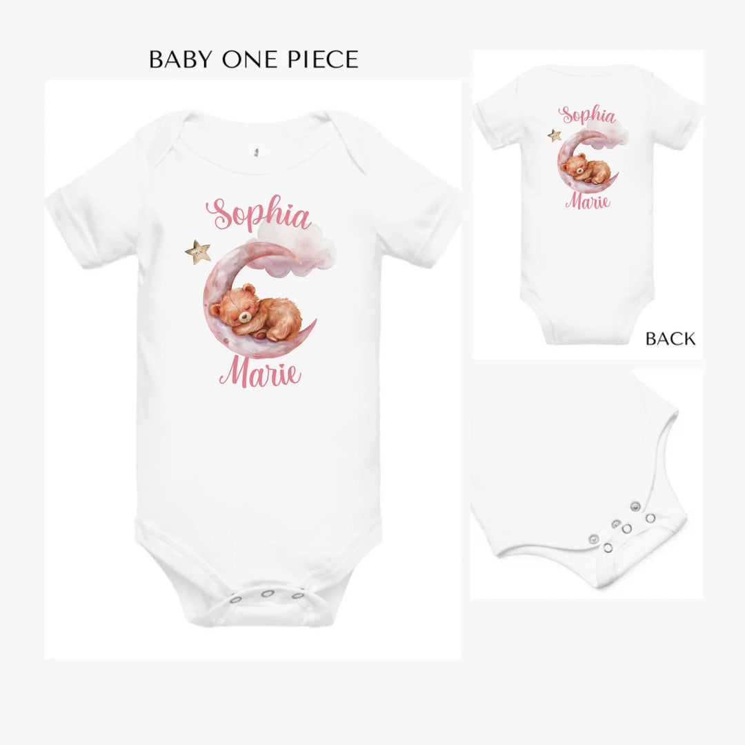 Watercolor-Teddy-Bear-Sleeping-on-Pink-Moon-custom-baby-onesie-artfulane