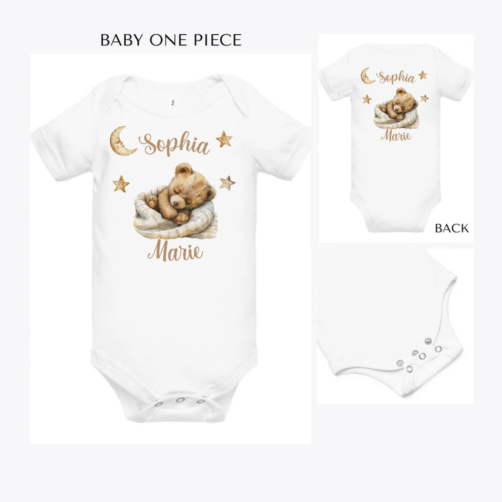 Brown-Teddy-Bear-Sleeping-on-Blanket-custom-baby-onesie-artfulane