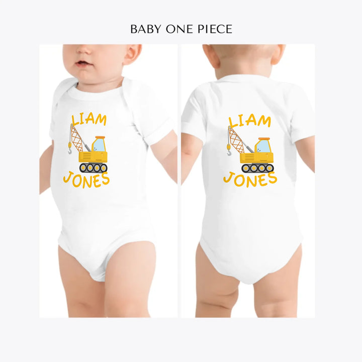 Yellow-Construction-Trucks-custom-baby-one-piece-artfulane