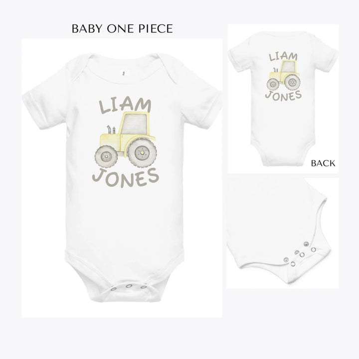 Watercolor-Yellow-Construction-Trucks-custom-baby-onesie-artfulane