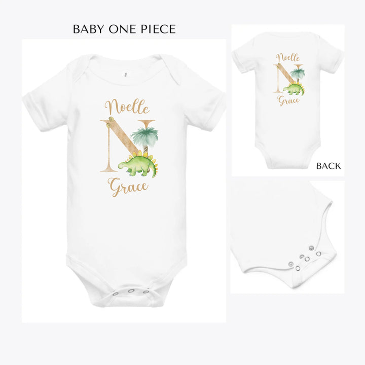 Watercolor-Dinosaur-Letter-custom-baby-onesie-artfulane