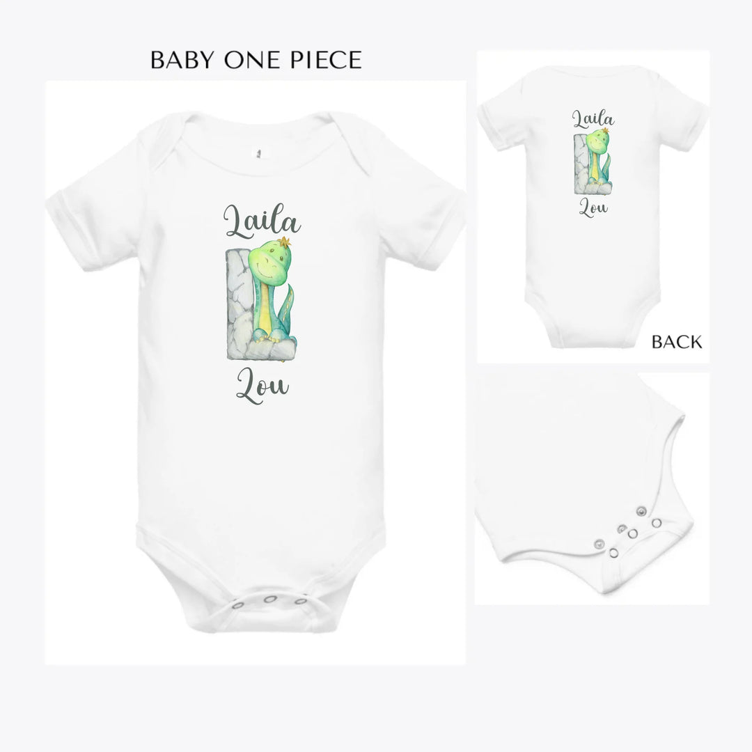 Watercolor-Dinosaur-Stone-Initial-custom-baby-onesie-artfulane