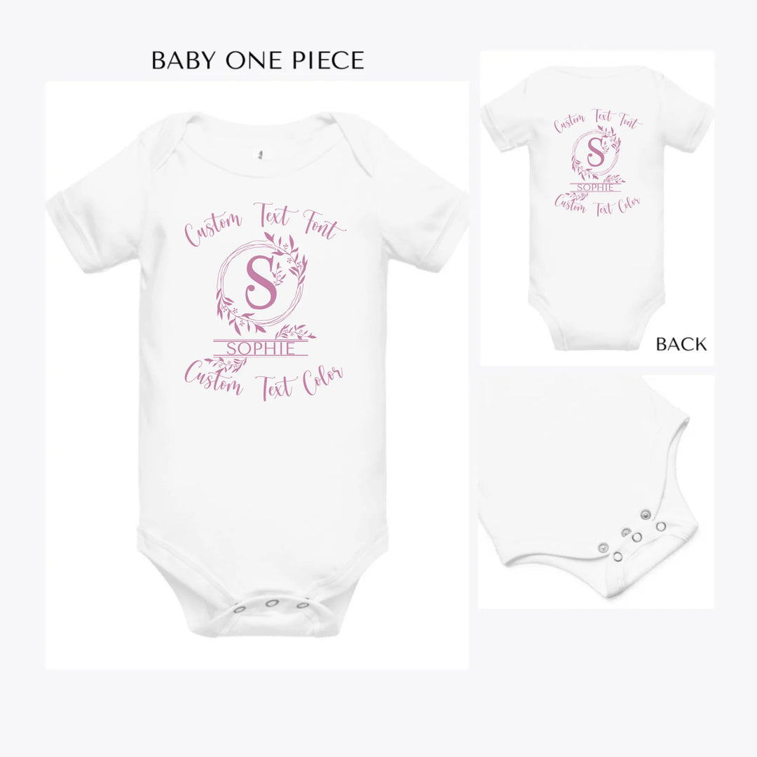 Floral-Initial-Monogram-custom-baby-onesie-artfulane