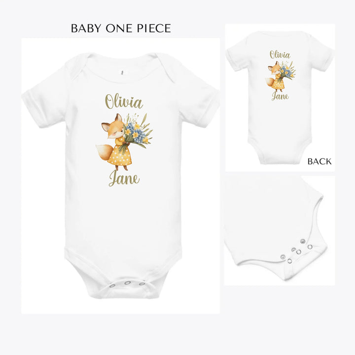 Yellow-Spring-Woodland-Animal-custom-baby-onesie-artfulane
