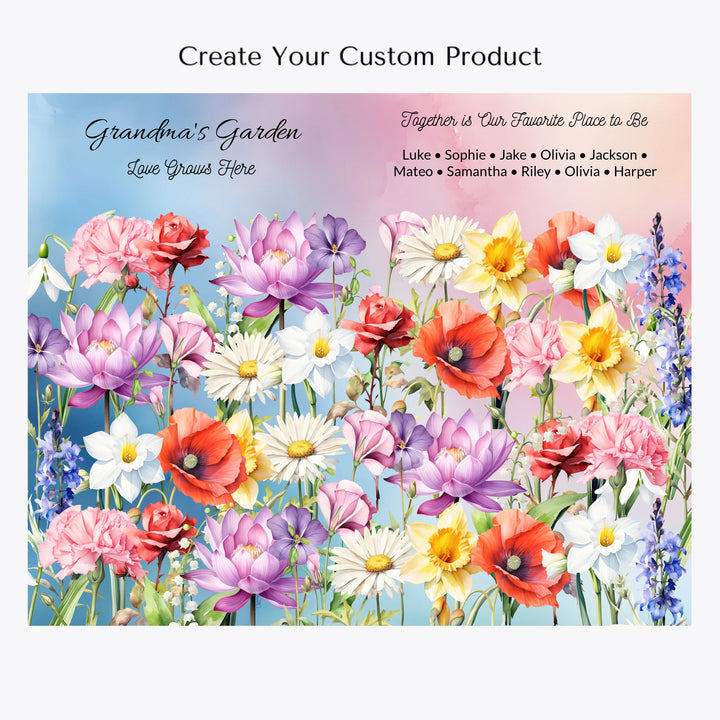 Custom 40oz rhinestone tumbler with handle in personalized birth month flower garden design, insulated stainless steel cup with lid and straw-Create Your Custom Product-ARTFULANE