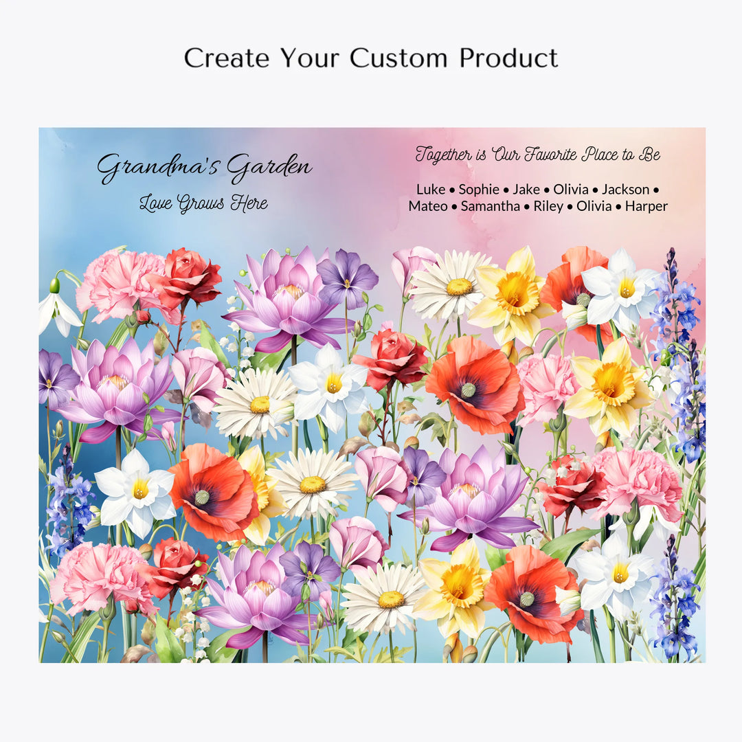 Custom 40oz tumbler with handle in personalized birth month flower garden design, insulated stainless steel cup with lid and straw-Create Your Custom Product-ARTFULANE