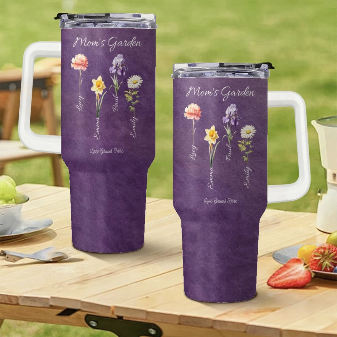40oz insulated stainless steel tumbler with handle and straw – personalized design-ARTFULANE