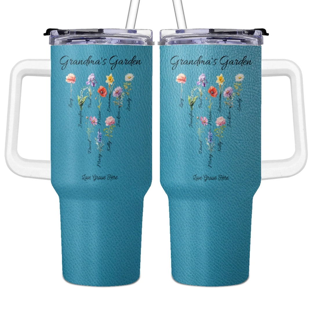 Custom matte tumbler with names and birth flowers – meaningful family gift-ARTFULANE