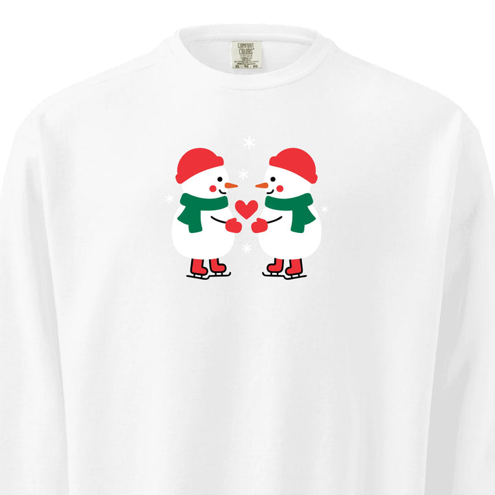 Snowman Love sweatshirt embroidered on Comfort Colors, customizable with text or thread colors-ARTFULANE