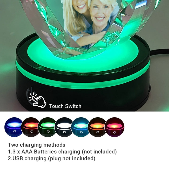 Heart Lace Crystal Photo With Stand. Personalized 3D Engraved Gift-ARTFULANE