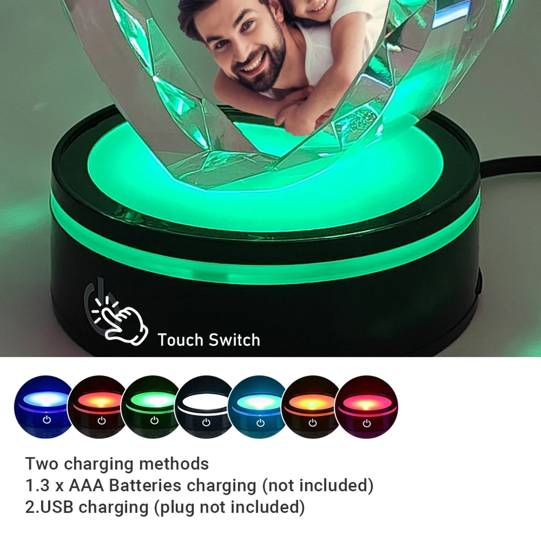 Heart Lace Crystal Gift with soft LED light featuring engraved father and child photo and “Best Dad Ever” custom text-ARTFULANE
