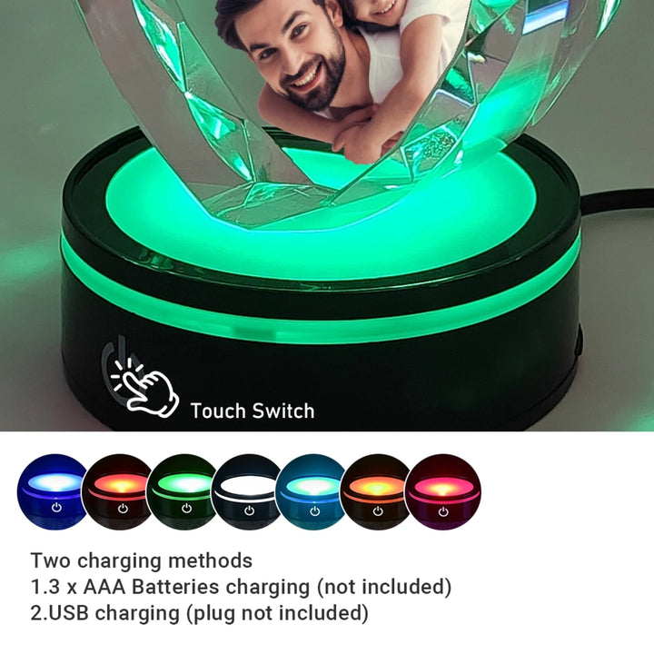 Heart Lace Crystal Gift with soft LED light featuring engraved father and child photo and “Best Dad Ever” custom text-ARTFULANE