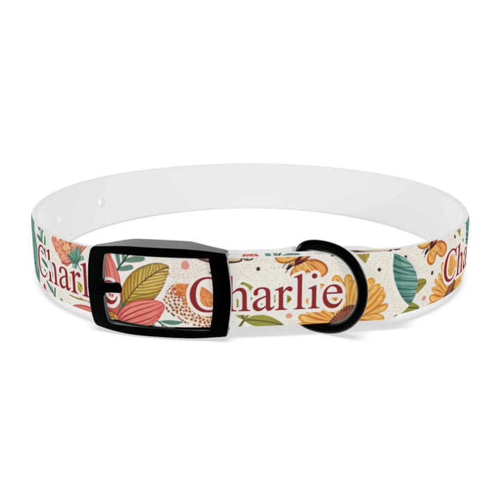 Front-Personalized pet collar with custom text and playful pattern; available in 10 colorful designs for dogs or cats-ARTFULANE
