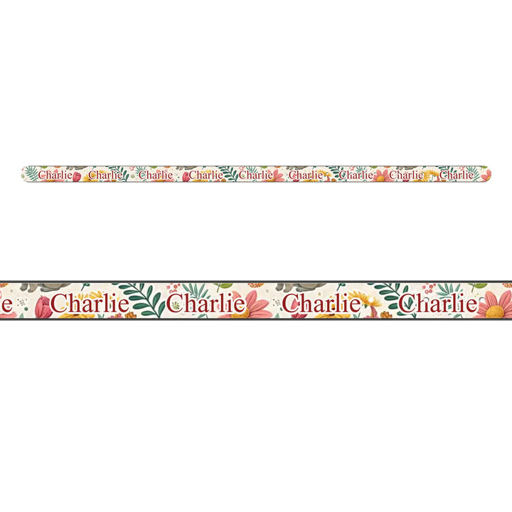 Personalized pet collar with two custom text lines and playful pattern; available in 10 colorful designs for dogs or cats-ARTFULANE