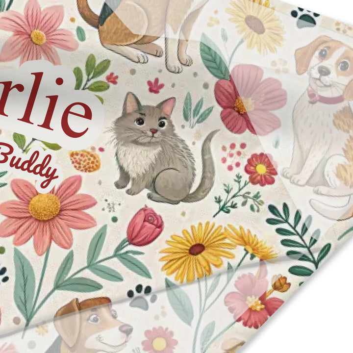 Personalized pet bandana with two custom text lines and playful pattern; available in 10 colorful designs for dogs or cats-ARTFULANE