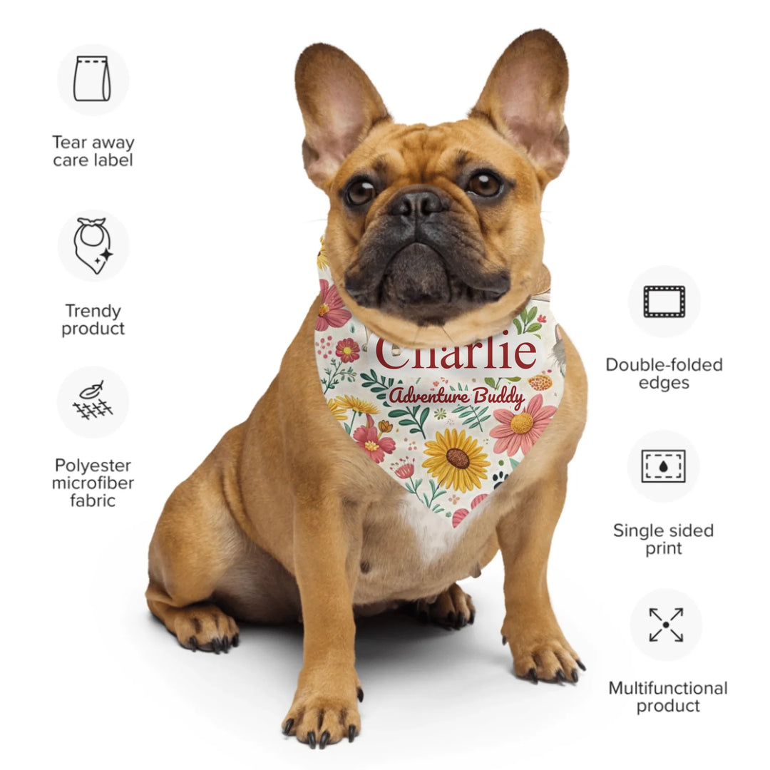 Personalized pet bandana with two custom text lines and playful pattern; available in 10 colorful designs for dogs or cats-ARTFULANE
