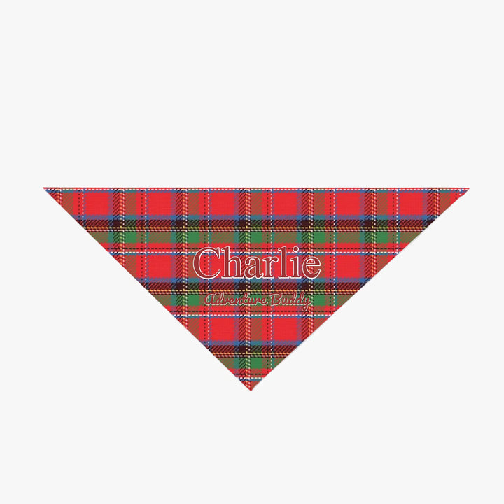 Personalized tartan plaid pet bandana with two lines of custom text like a name. Available in different plaid colors for dogs or cats-ARTFULANE