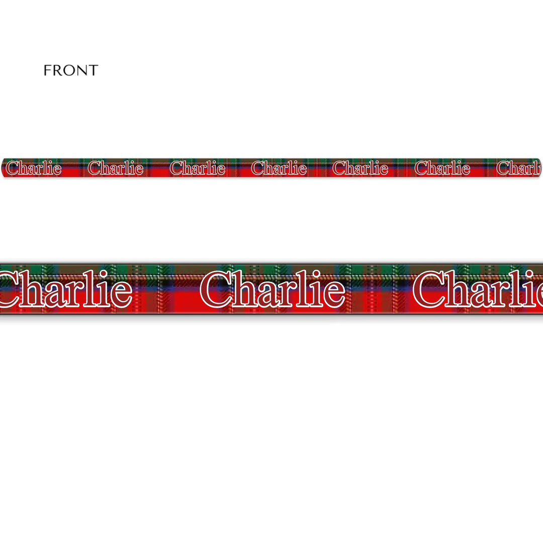 Personalized tartan plaid pet leash with custom text like a name. Available in different plaid colors for dogs or cats-ARTFULANE