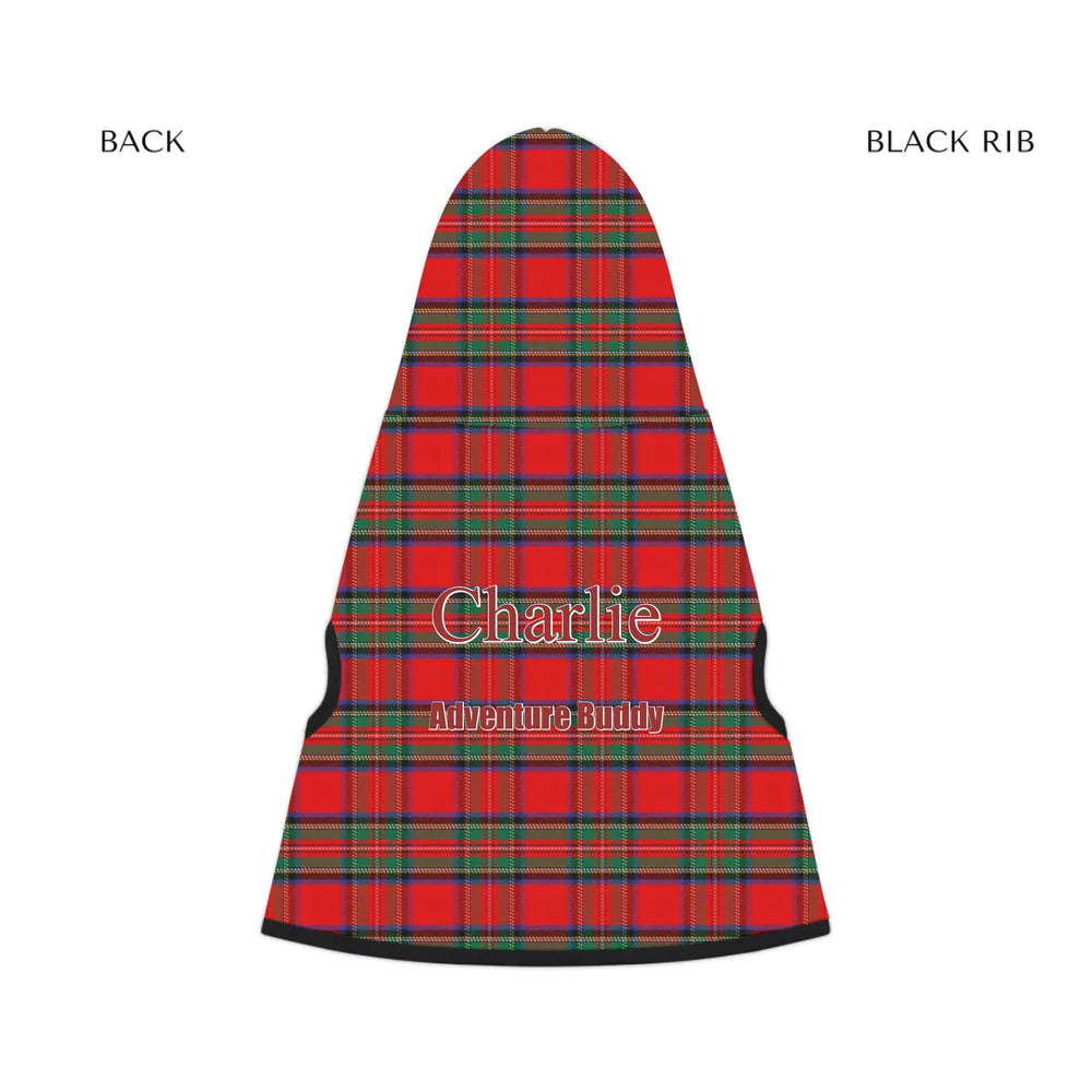 pet hoodie black rib back - Personalized tartan plaid pet hoodie with two lines of custom text. Available in different plaid colors for dogs or cats-ARTFULANE