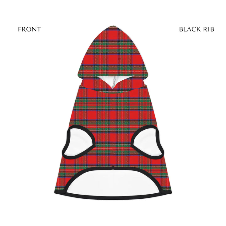 pet hoodie black rib front-Personalized tartan plaid pet hoodie with two lines of custom text. Available in different plaid colors for dogs or cats-ARTFULANE