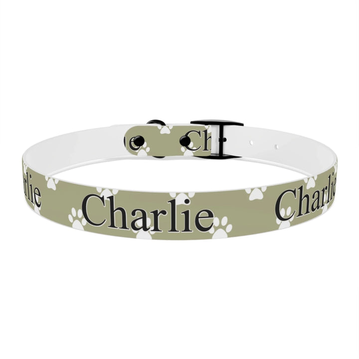 Back of Personalized paws print pet collar with custom text like a name. Available in different paw print colors for dogs or cats-ARTFULANE
