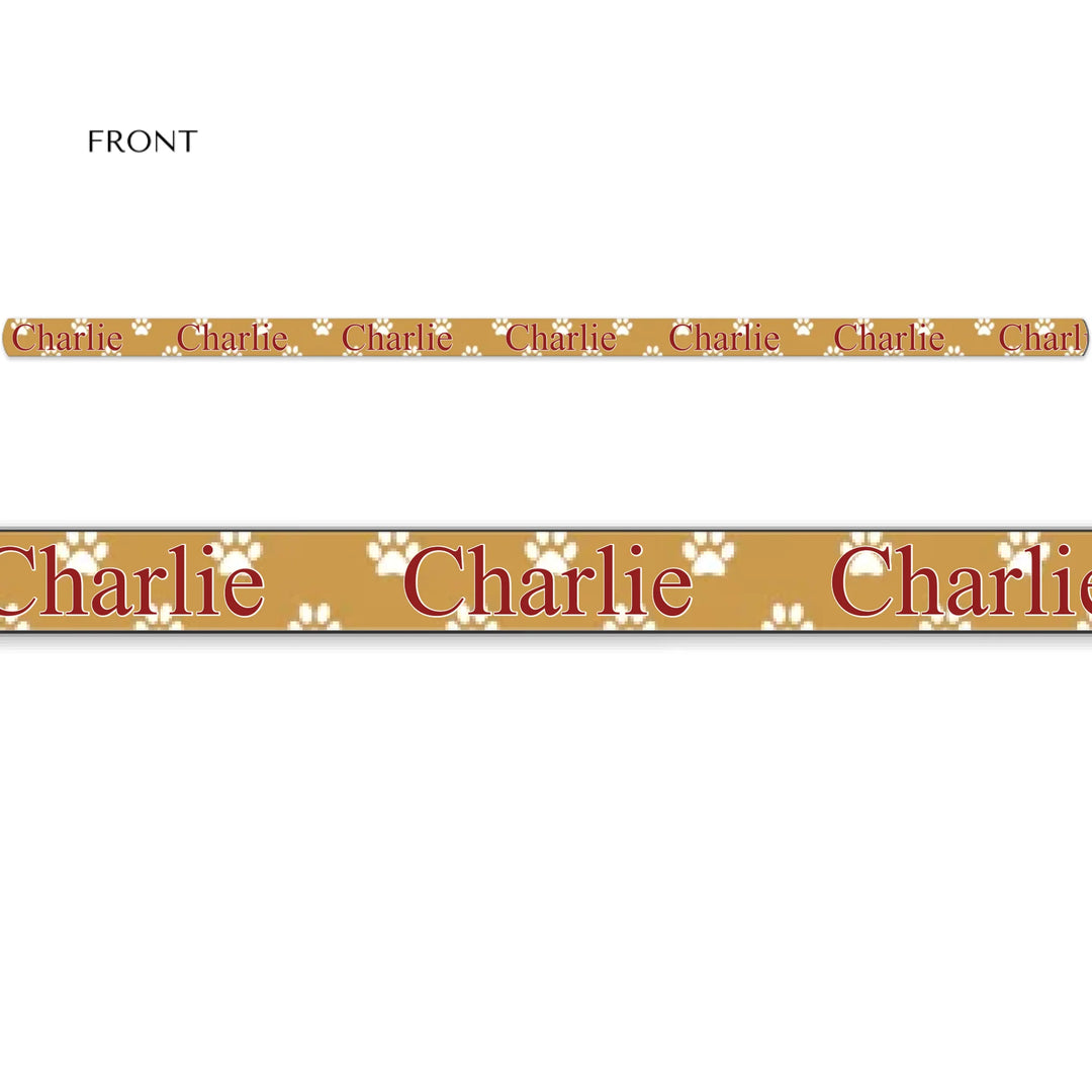 Personalized paws print pet leash with custom text like a name. Available in different paw print colors for dogs or cats-ARTFULANE