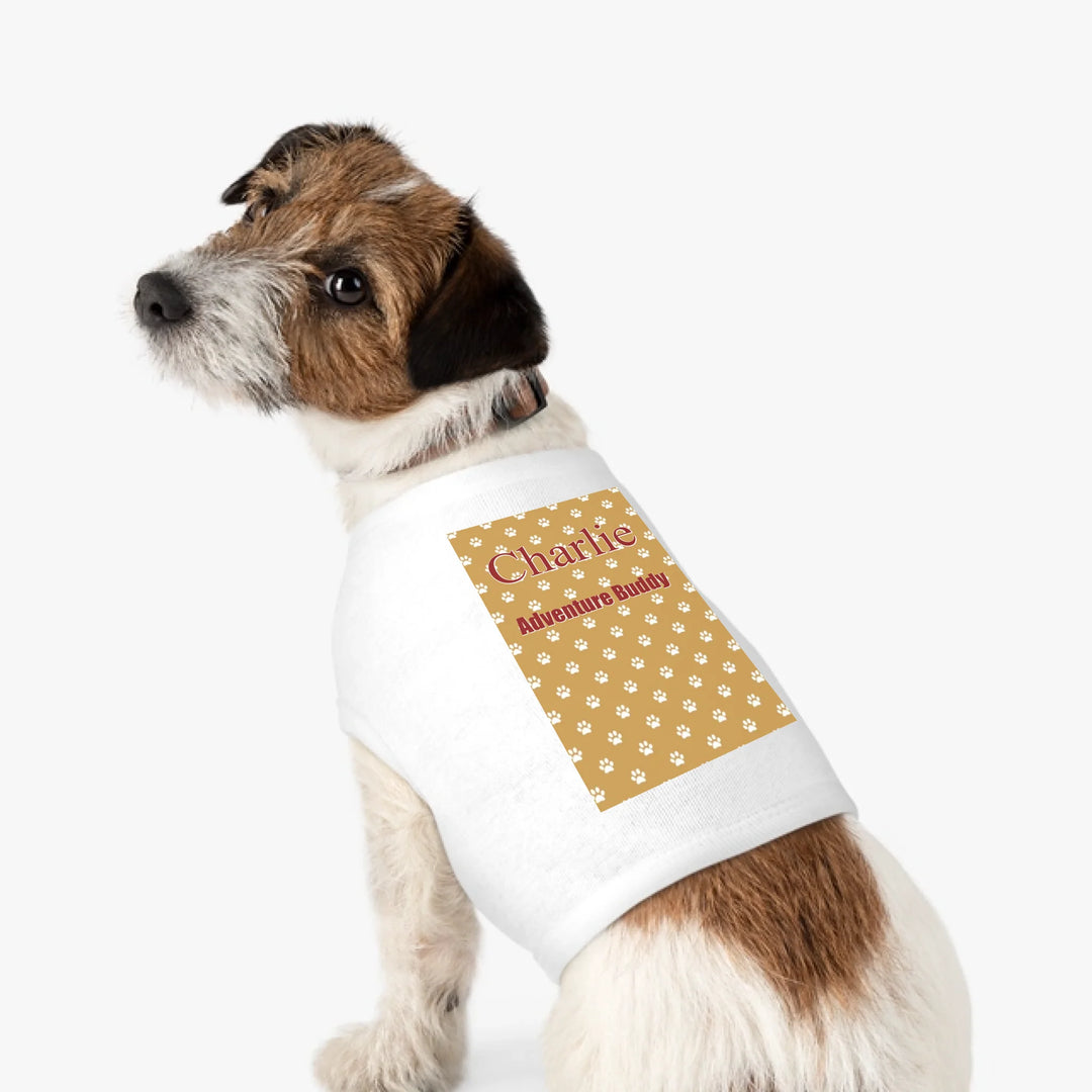 Personalized paws print pet tank top with custom text like a name. Available in different paw print colors for dogs or cats-ARTFULANE