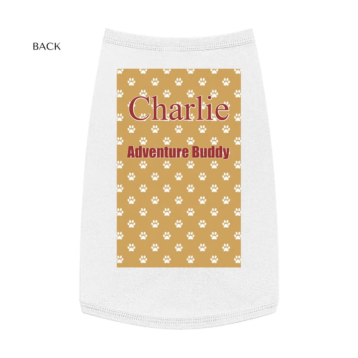 Personalized paws print pet tank top with custom text like a name. Available in different paw print colors for dogs or cats-ARTFULANE