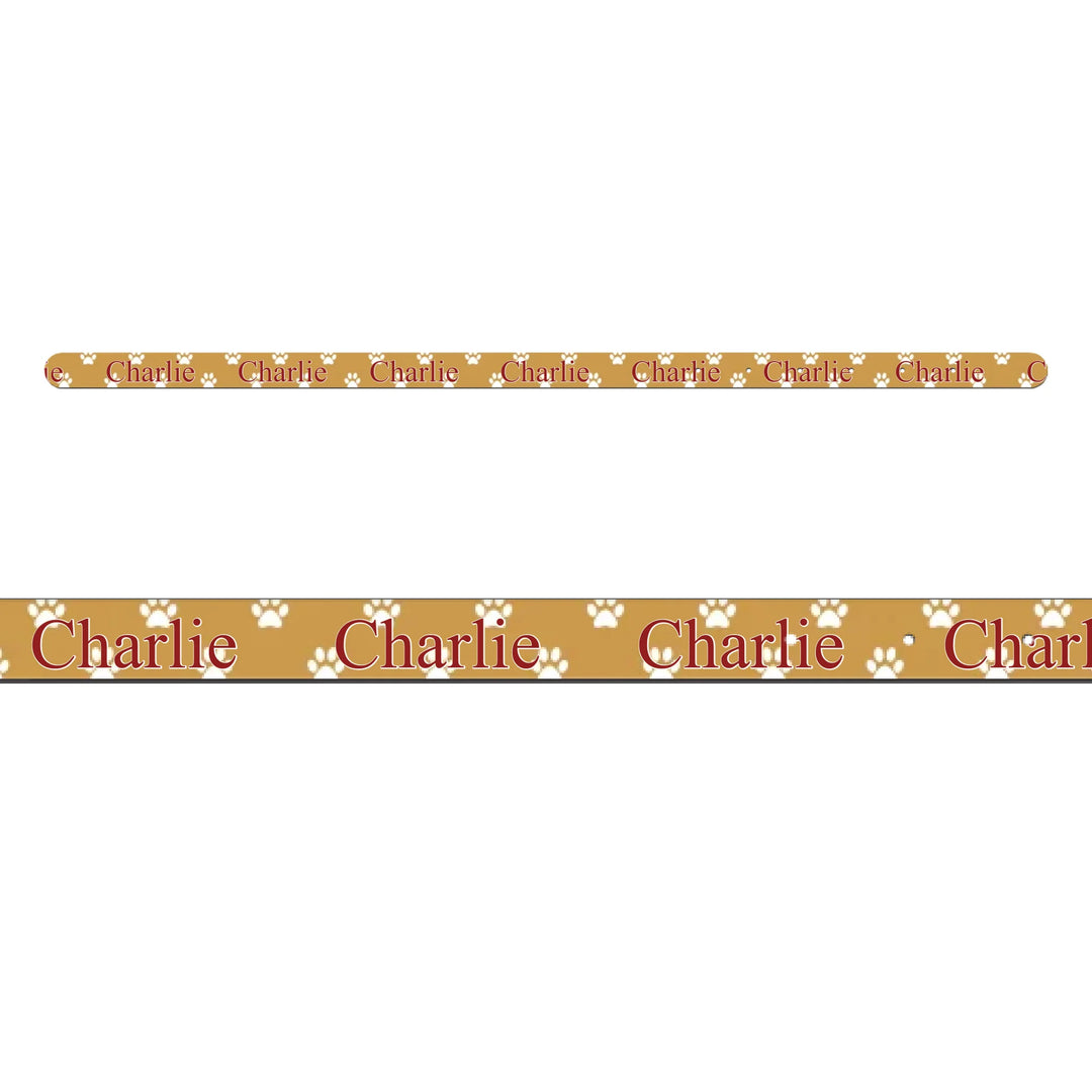 Personalized paws print pet collar with custom text like a name. Available in different paw print colors for dogs or cats-ARTFULANE