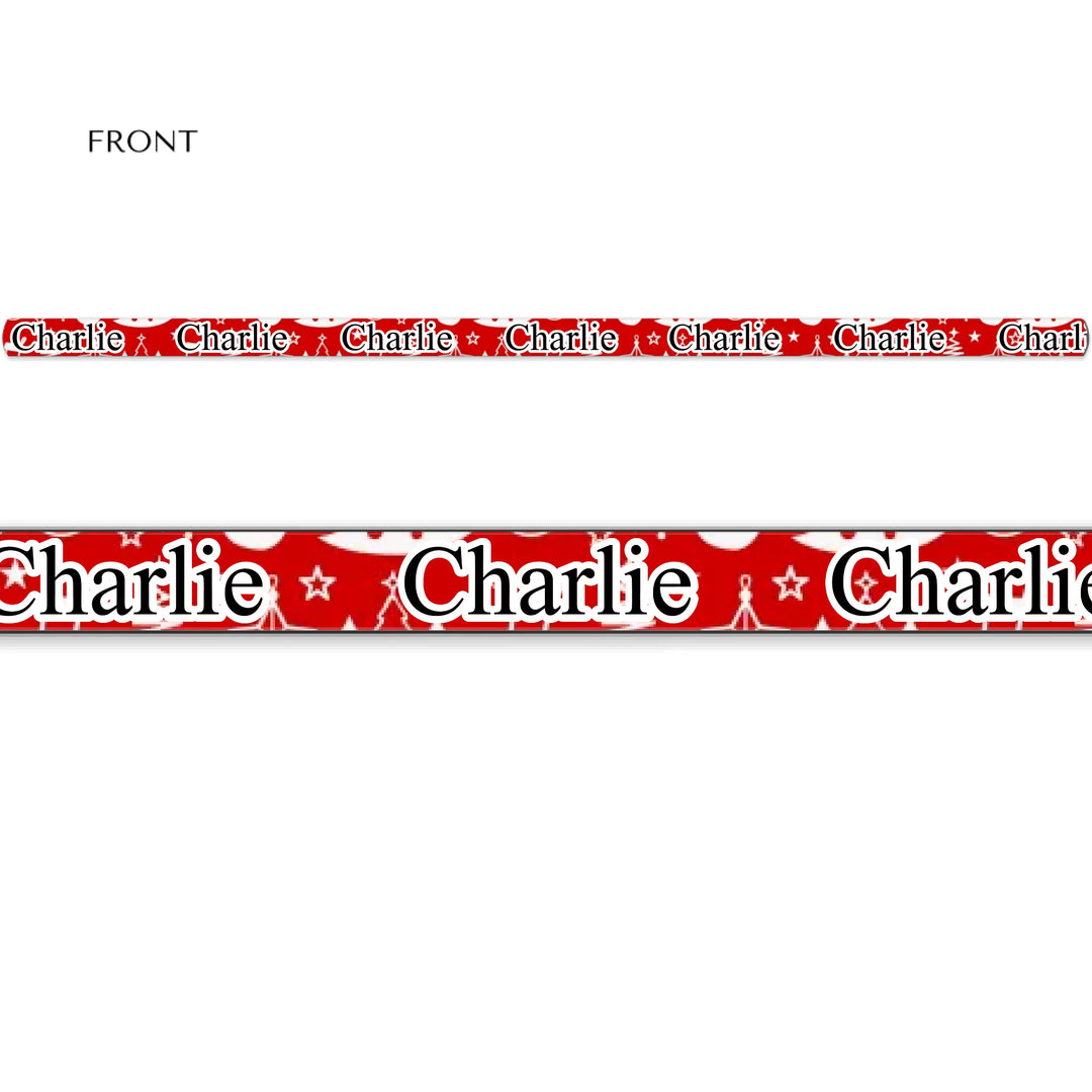 Personalized Christmas pattern pet leash with custom text like a name. Available in different Christmas print colors for dogs or cats-ARTFULANE