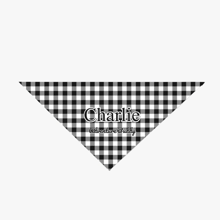 Personalized Gingham pet bandana with custom text like a name. Available in different Gingham pattern colors for dogs or cats-ARTFULANE