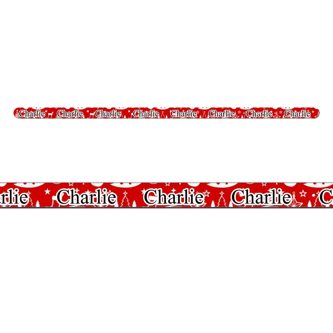 Personalized Christmas pattern pet collar with custom text like a name. Available in different Christmas print colors for dogs or cats-ARTFULANE