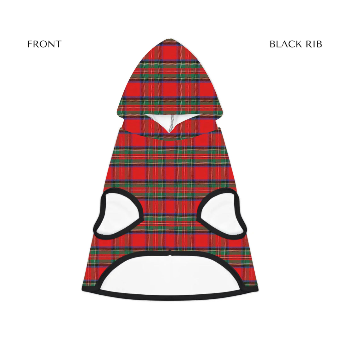 pet hoodie black rib front-Personalized tartan plaid pet hoodie with two lines of custom text. Available in different plaid colors for dogs or cats-ARTFULANE