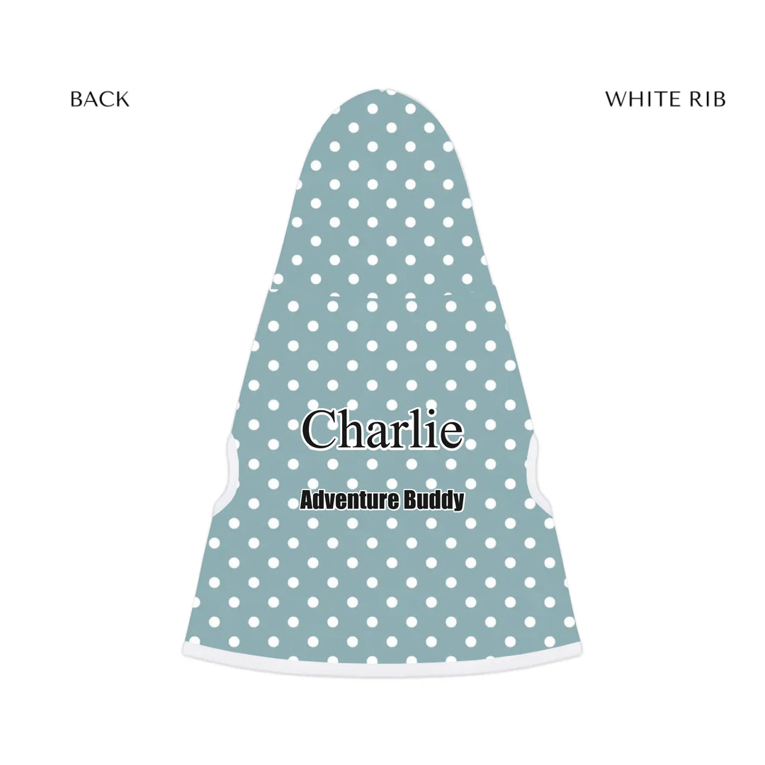 pet hoodie white rib back - Personalized polka dots pet hoodie with custom text like a name. Available in different polka dot pattern colors for dogs or cats-ARTFULANE
