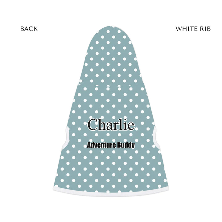 pet hoodie white rib back - Personalized polka dots pet hoodie with custom text like a name. Available in different polka dot pattern colors for dogs or cats-ARTFULANE