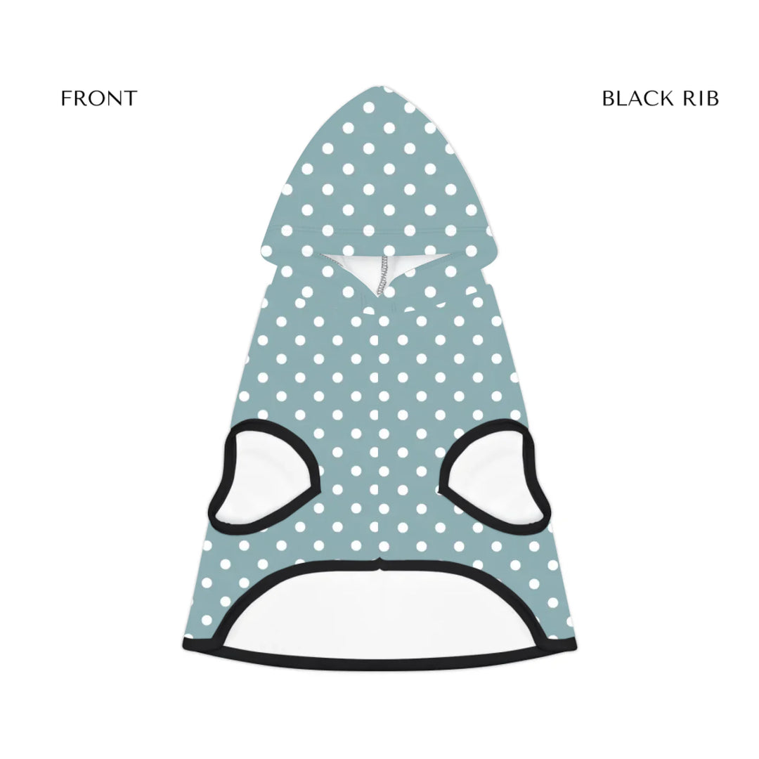 pet hoodie black rib front - Personalized polka dots pet hoodie with custom text like a name. Available in different polka dot pattern colors for dogs or cats-ARTFULANE