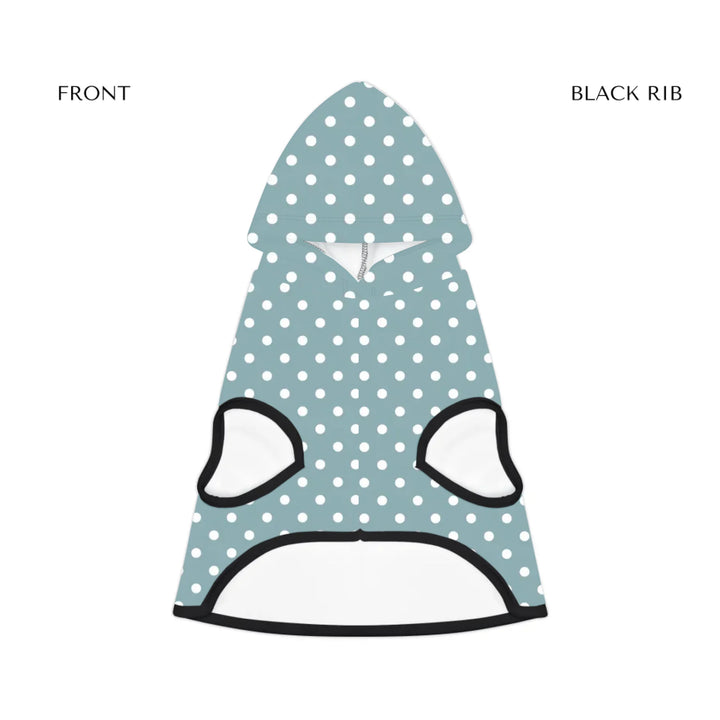 pet hoodie black rib front - Personalized polka dots pet hoodie with custom text like a name. Available in different polka dot pattern colors for dogs or cats-ARTFULANE