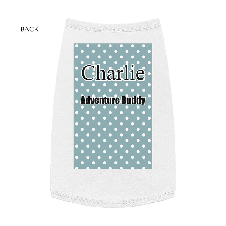 Personalized polka dots pet tank top with custom text like a name. Available in different polka dot pattern colors for dogs or cats-ARTFULANE