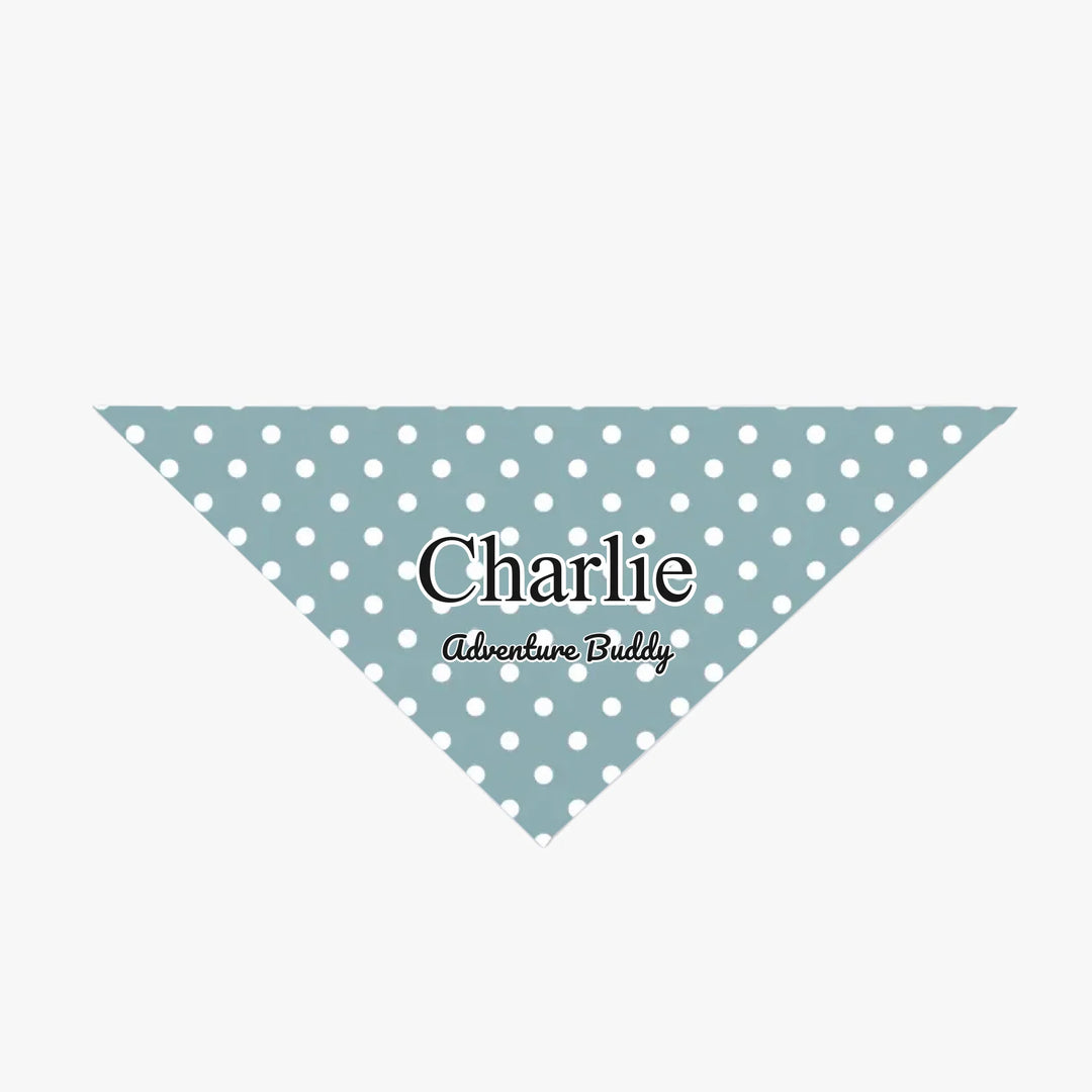 Personalized polka dots pet bandana with custom text like a name. Available in different polka dot pattern colors for dogs or cats-ARTFULANE